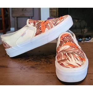 Vans Shoes Ladies Size 7 Asher Platform Paradise Floral Slip On Casual Sneakers